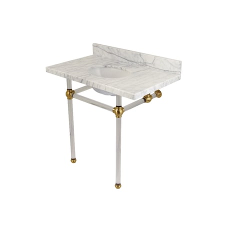 Fauceture 36X22 Marble Vanity Top W/ Acrylic Feet Combo, Marble/Brass KVPB36MA7